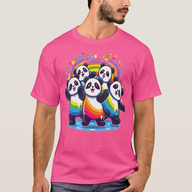 T-shirt Cute Dancing Rainbow Pandas Edm Festival (Devant)