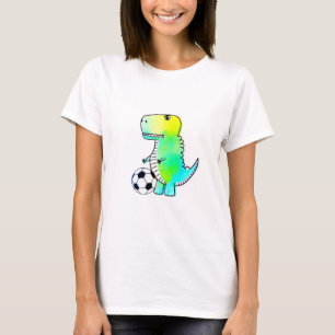T-shirt Cute Dinosaur Aime Le Football Aquarelle
