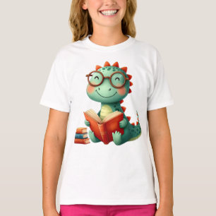 T-shirt Cute Dinosaur porter des lunettes Livres Retour à 