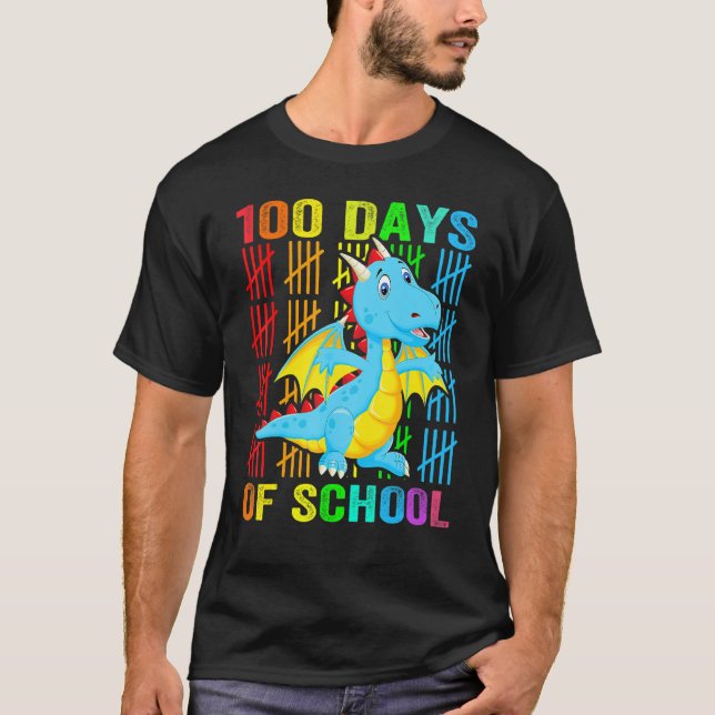 T-shirt Cute Dinosaur Student Boys Kids Gift 100 Days Of S (Devant)