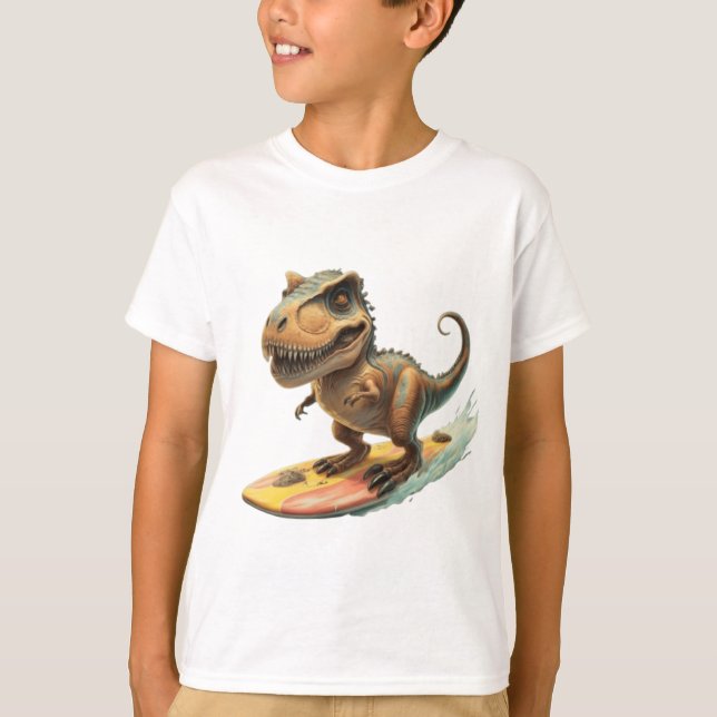 T-shirt Cute dinosaure trex surf (Devant)