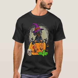 T-shirt Cute Doberman sorcière Citrouille Halloween Amoure