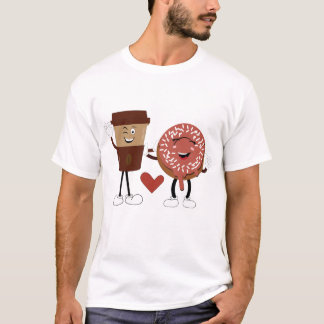 T-shirt Cute Donut and Coffee Couple Valentine Design