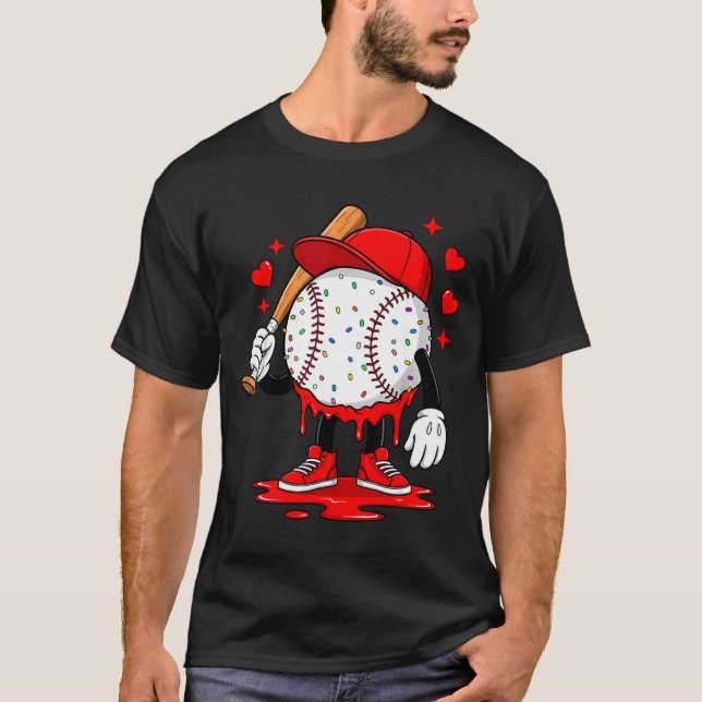 T-shirt Cute Dripng Baseball Lover Valentines Day Boys Kid (Devant)