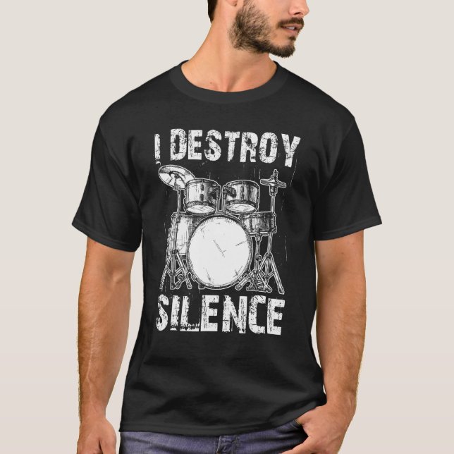 T-shirt Cute Drum Set Men Women Drumming Rocker Music Perc (Devant)