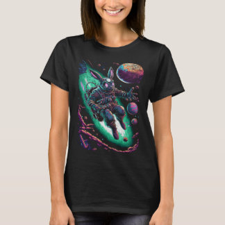 T-shirt Cute Easter Bunny Astronaut in Space Egg Planets 2