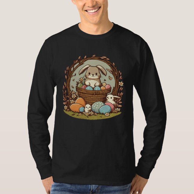 T-shirt Cute Easter Bunny Easter Egg Men Women Kids  1 (Devant)