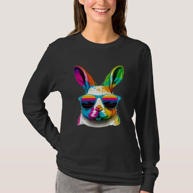 T-shirt Cute Easter Bunny Rabbit wearing Sunglasses (Devant)