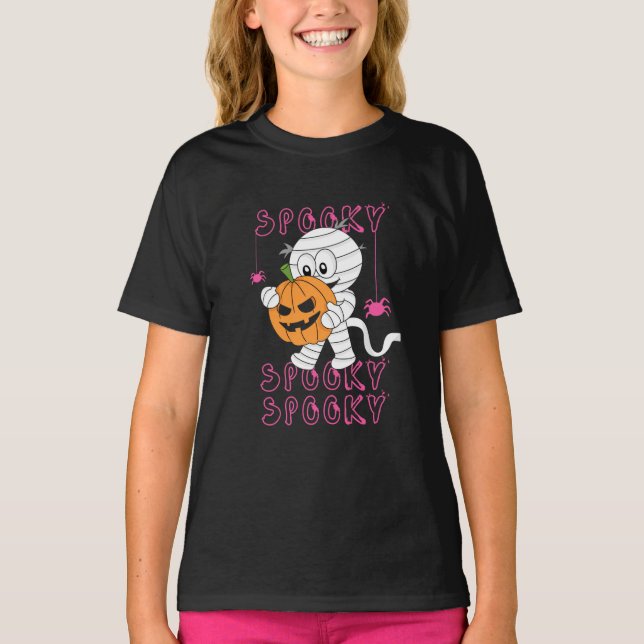 T-shirt Cute Éffrayante maman Ghost Citrouille enfant (Devant)