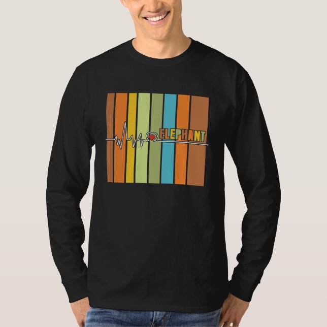 T-shirt Cute Elephant Heartbeat  Jungle Animal (Devant)