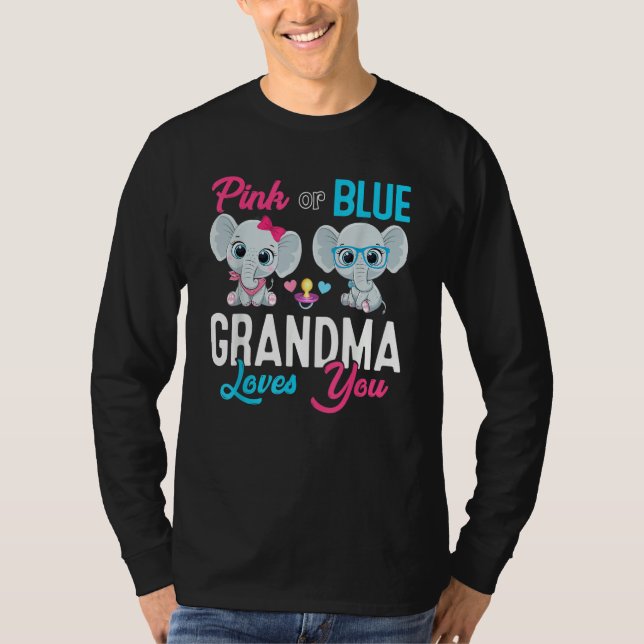 T-shirt Cute Elephant Keeper Of The Gender Grandma Loves Y (Devant)
