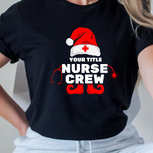 T-shirt Cute Elf Nurse Christmas Crew Ajouter Votre Titre