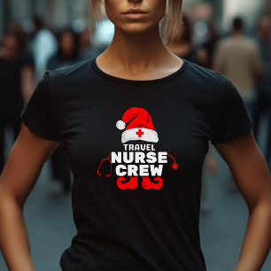 T-shirt Cute Elf Travel Nurse Christmas Crew