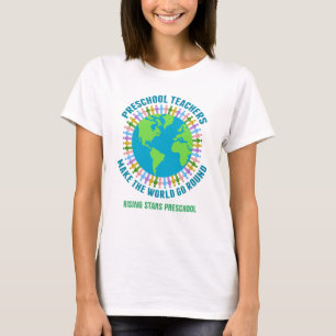 T-shirt Cute Enseignant préscolaire World Custom Nom de l'