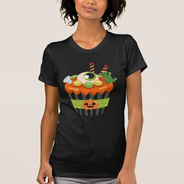 T-shirt Cute et Déplaisante Halloween Cupcake avec un Big  (Devant)