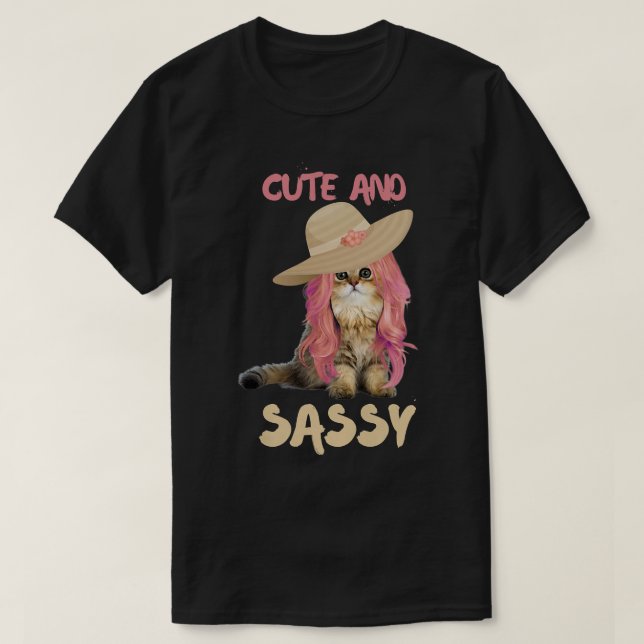T-shirt Cute Et Sassy Kitty Chat Avec Une Épouse Premium  (Design devant)