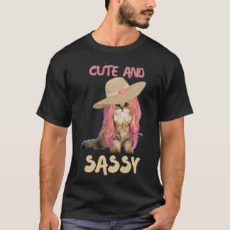 T-shirt Cute Et Sassy Kitty Chat Avec Une Épouse Premium 