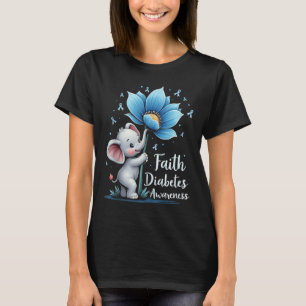 T-shirt Cute Faith Elephant Diabète Sensibilisation Retro