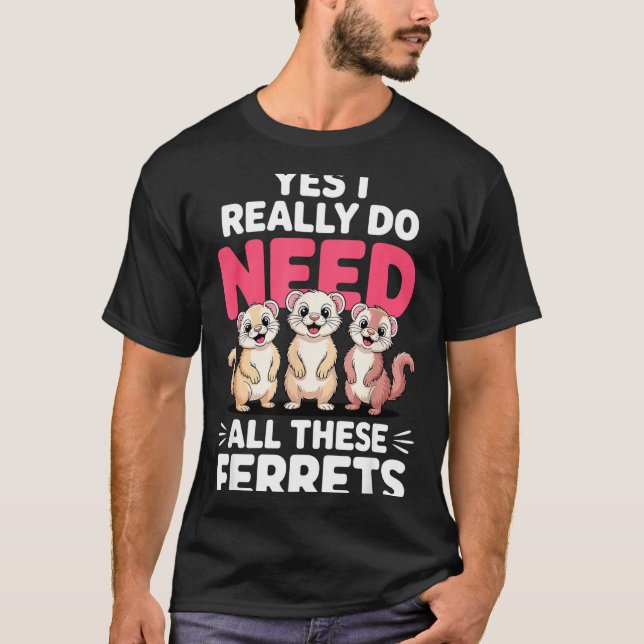 T-shirt Cute Ferret Design For Men Women Kids Animal Ferre (Devant)