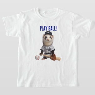 T-shirt Cute Ferret habillée en joueur de basball