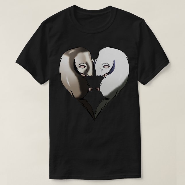T-shirt Cute Ferrets Couple Heart Valentines Jour (Design devant)