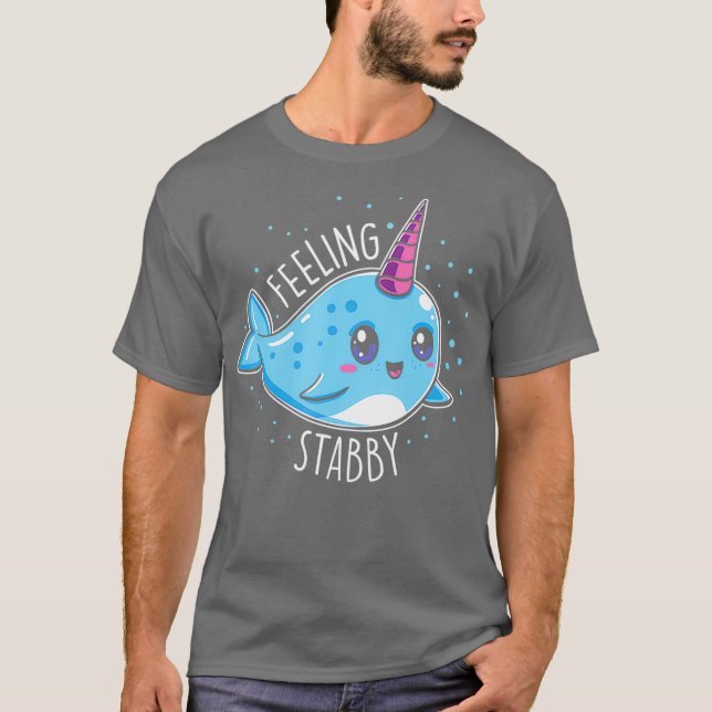 T-shirt Cute Fete Stabby Narwhals Kawaii Whale Cadeau (Devant)