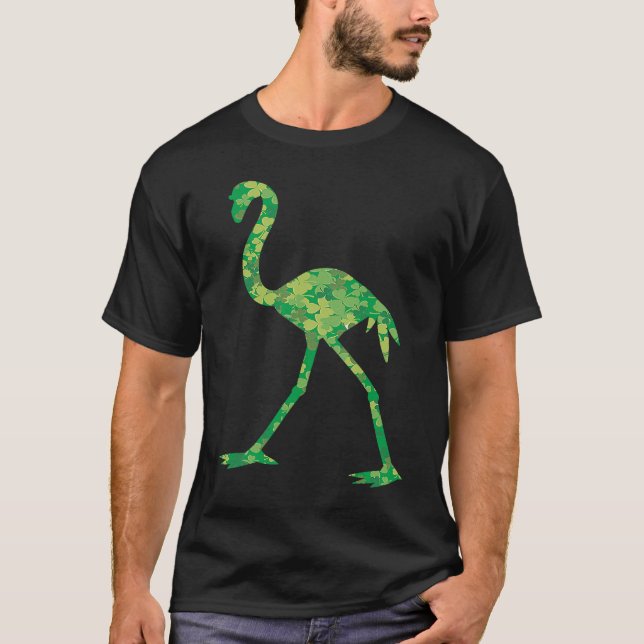 T-shirt Cute Flamingo Shamrocks Irish St Patricks Day Anim (Devant)