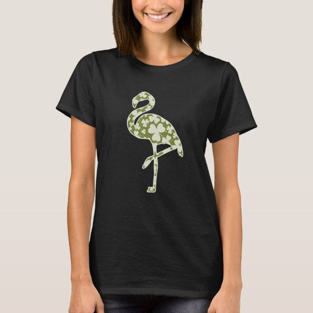 T-shirt Cute Flamingo Shamrocks Irish St Patricks Day Anim (Devant)