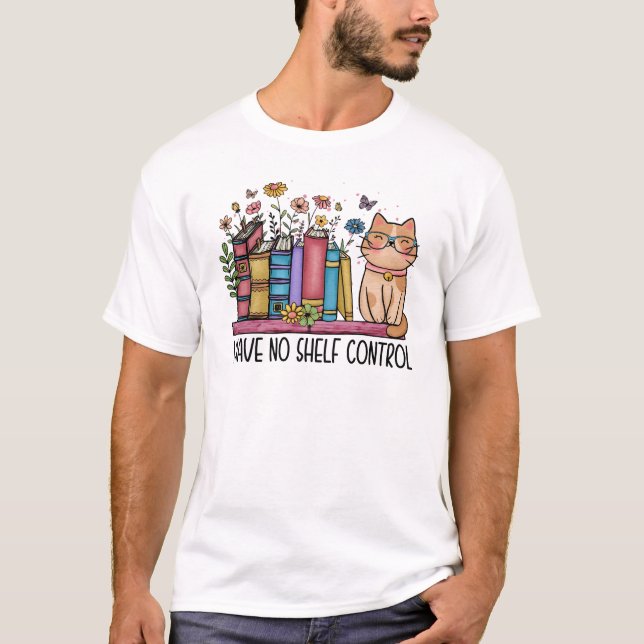 T-shirt Cute Floral Livres et Chat (Devant)