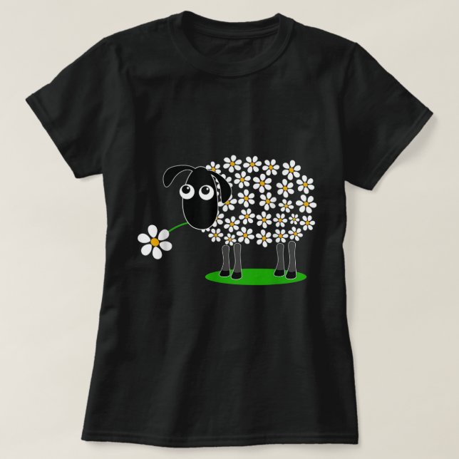 T-shirt Cute Floral Sheep Design (Design devant)