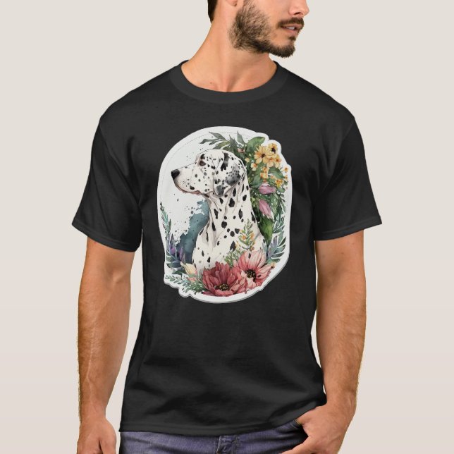 T-shirt Cute Flower summer Floral Dalmatian 1 (Devant)