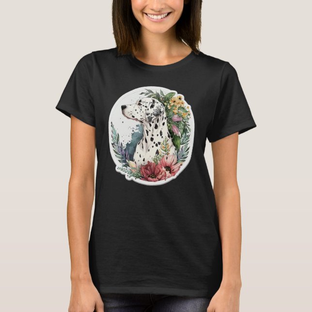 T-shirt Cute Flower summer Floral Dalmatian 1 (Devant)