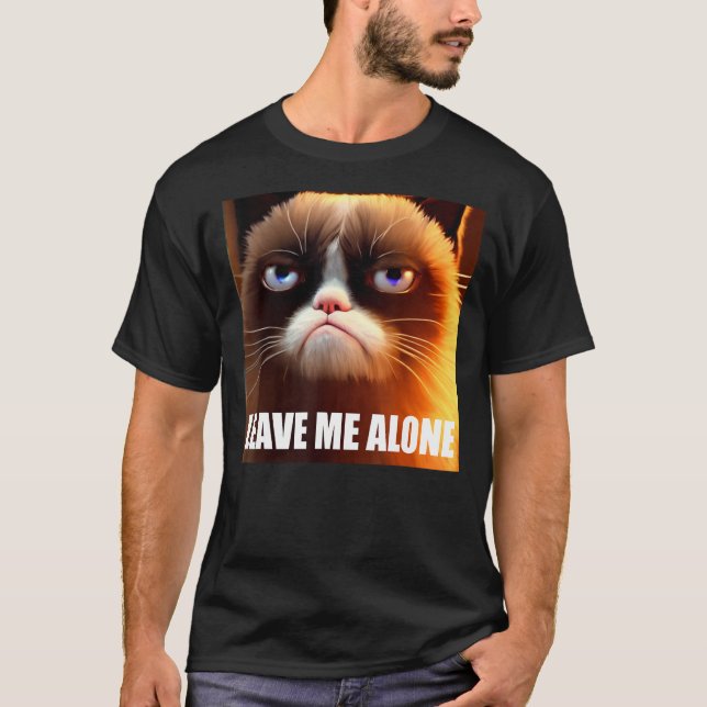 T-shirt Cute Fluffy Chat En Colère Me Laisse Seul (Devant)