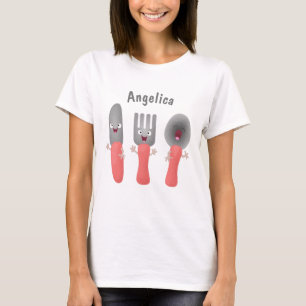 T-shirt Cute fourche couteau et cuillère dessin de couvert