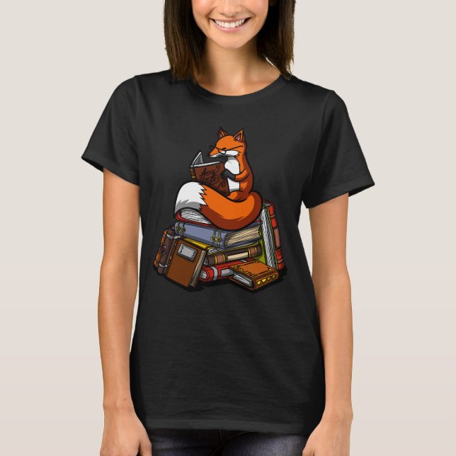 T-shirt Cute Fox livre animal de lecture (Devant)
