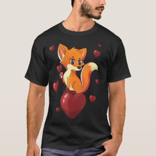 T-shirt Cute Fox Valentines Day Love Heart