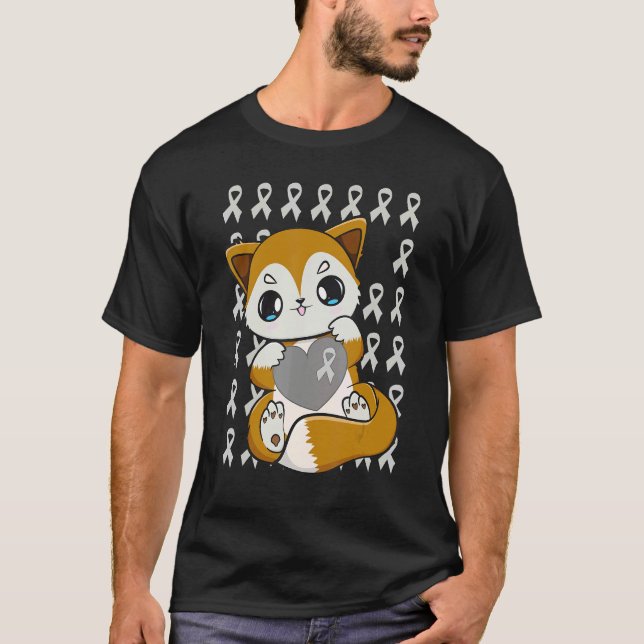 T-shirt Cute Fox With Ribbon For Dyslexia Awareness (Devant)