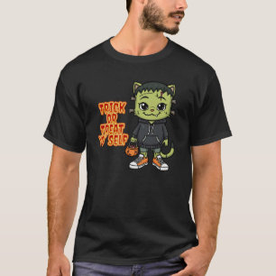 T-shirt Cute Frankenstein Chat Monster - Kawaii Hall Éffra