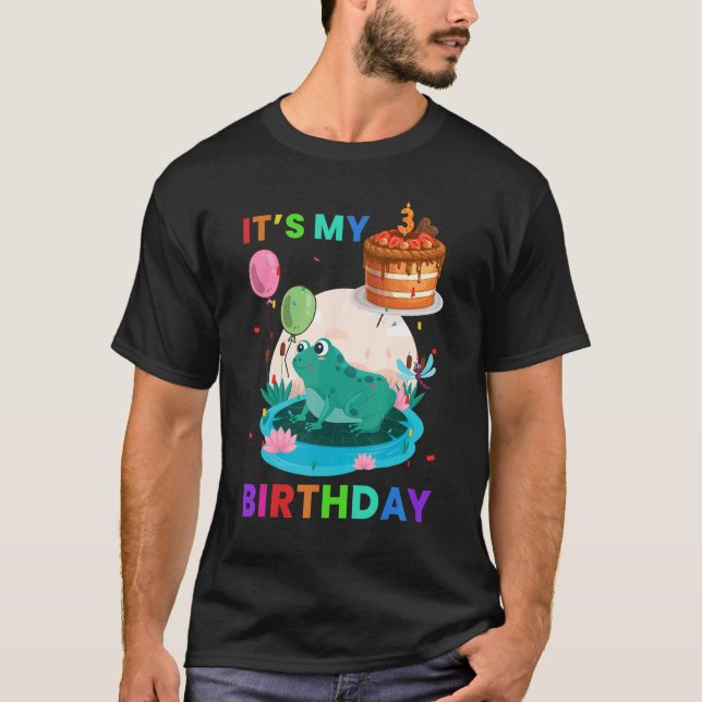 T-shirt Cute Frog 4th Birthday Frogs Animal Graphic (Devant)