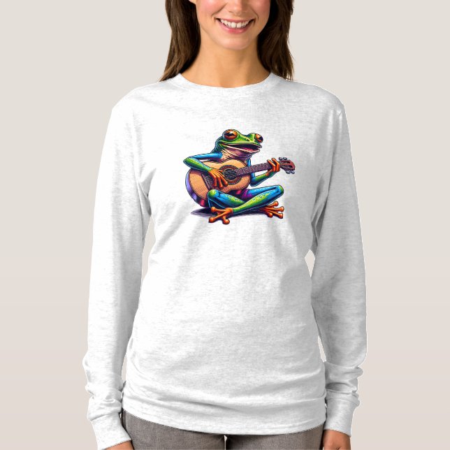 T-shirt Cute Frog Jouer une guitare (Devant)