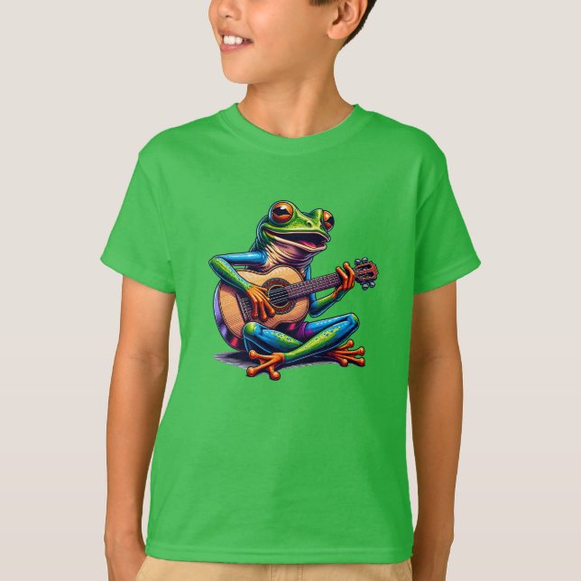 T-shirt Cute Frog Jouer une guitare (Devant)