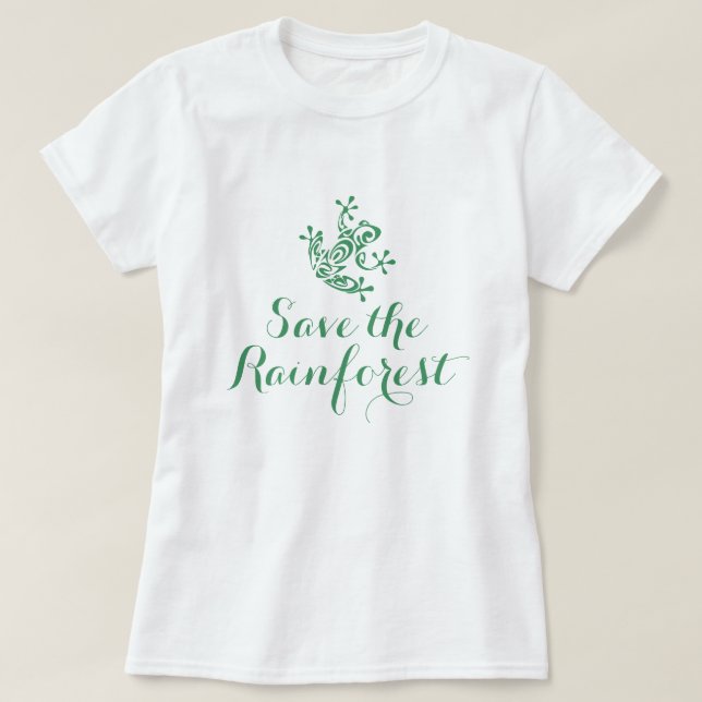 T-shirt Cute Frog Sauvez la forêt tropicale (Design devant)