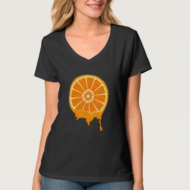 T-shirt Cute Fruit Facile Halloween Traiter Orange coupé C (Devant)