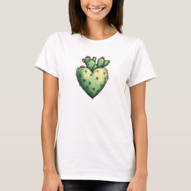 T-shirt Cute Funny Cactus Coeur Saint Valentin (Devant)