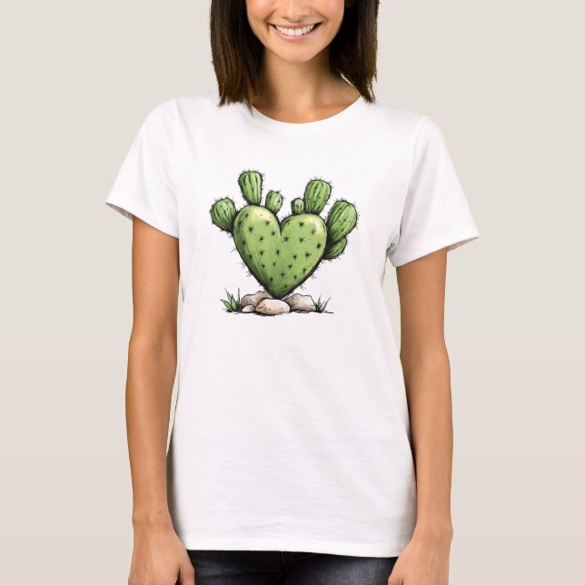 T-shirt Cute Funny Cactus Coeur Saint Valentin (Devant)
