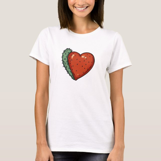T-shirt Cute Funny Cactus Coeur Saint Valentin (Devant)