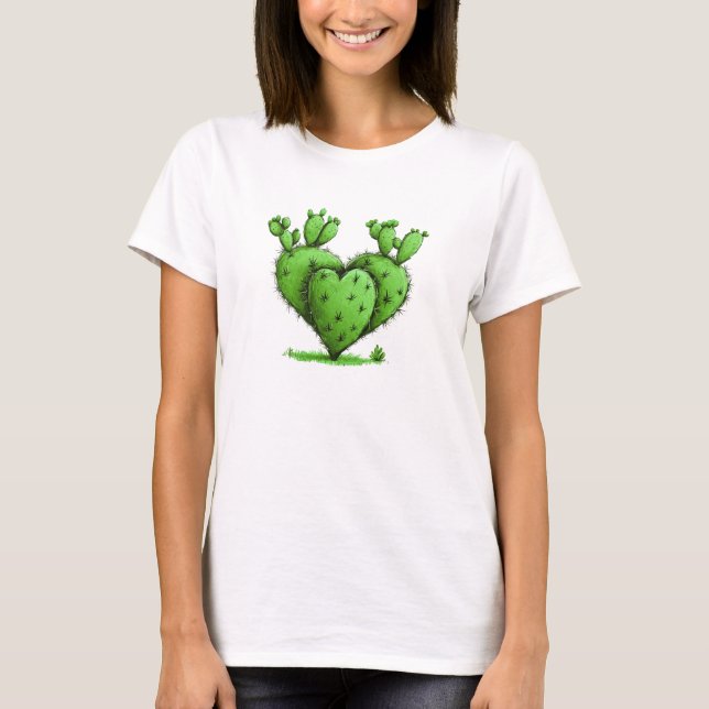 T-shirt Cute Funny Cactus Coeur Saint Valentin (Devant)