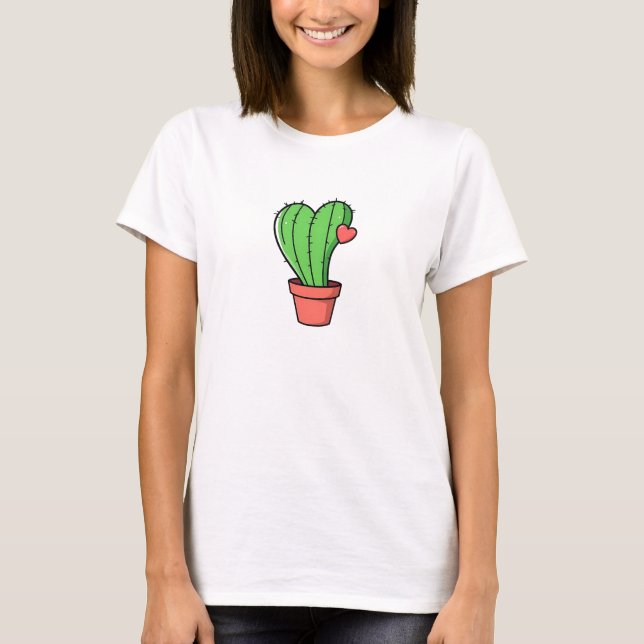 T-shirt Cute Funny Cactus Coeur Saint Valentin (Devant)