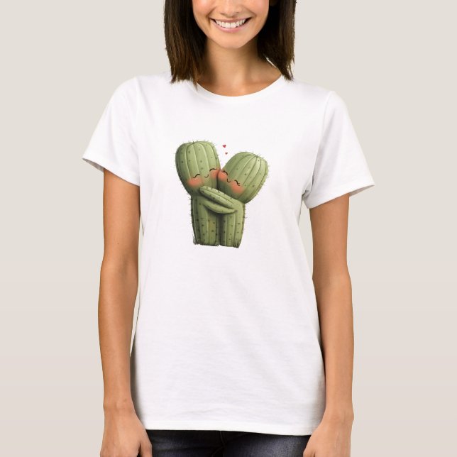 T-shirt Cute Funny Cactus Coeur Saint Valentin (Devant)