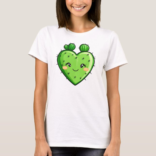 T-shirt Cute Funny Cactus Coeur Saint Valentin (Devant)